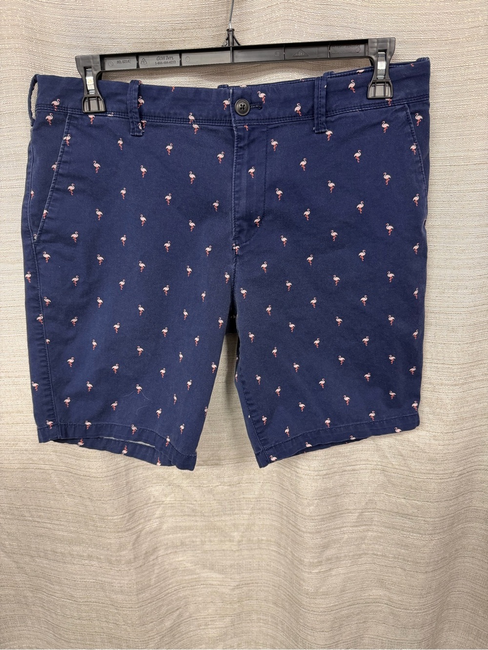 Express men’s Navy Shorts with Pink Flamingo Embroidery